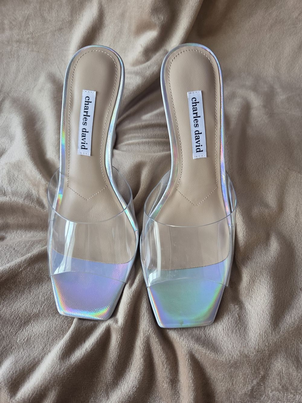 Charles David Iridescent Clear Slide Wedges
